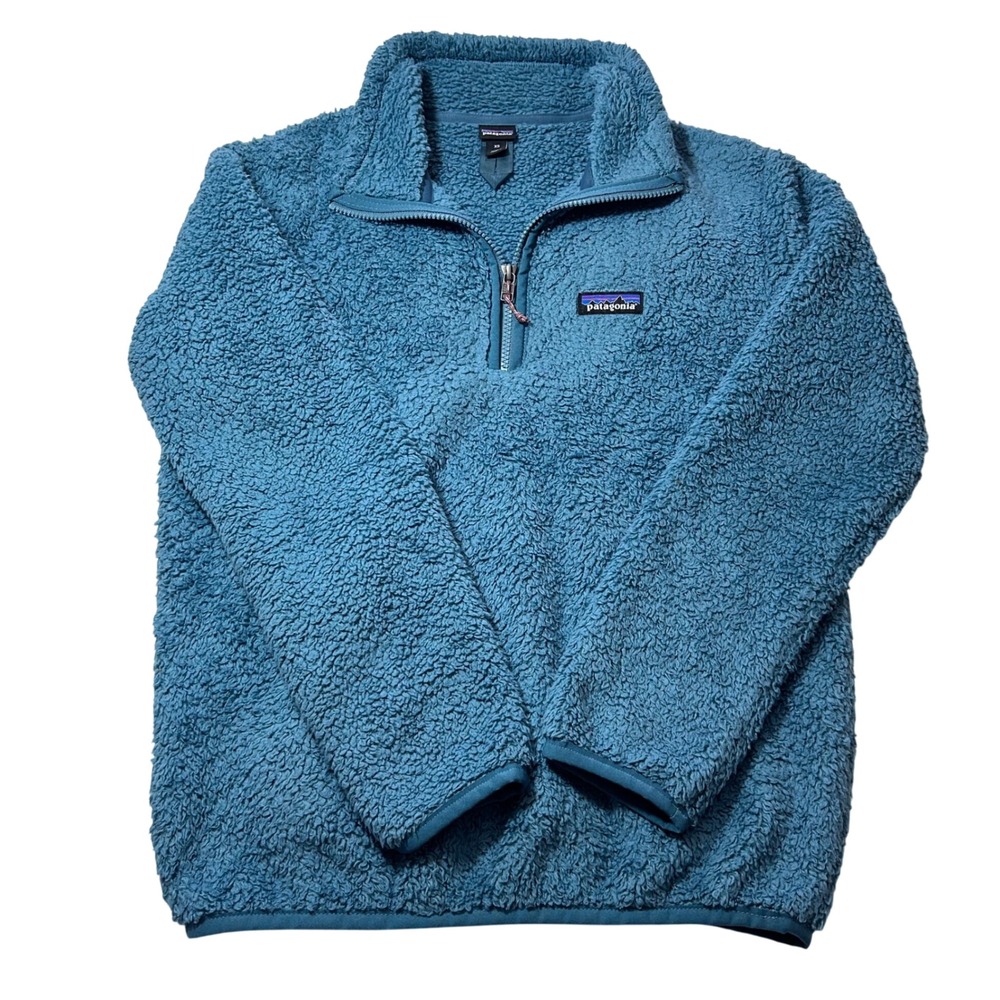 Patagonia Fleece Quarter Zip Pullover Teal Blue Teddy Sherpa Jacket XS‎